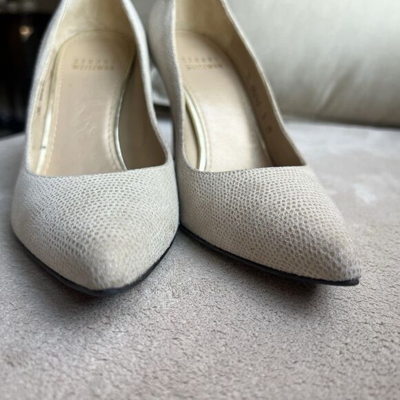 Stuart Weitzman Nude Goosebump Leather Heel Pump Women 5 M Textured Neutral - Picture 9 of 16